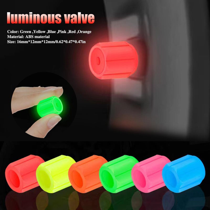 4PCS Fluorescent Tire Valve Cap,Car Tire Valve Stem Caps,Glow in The Dark Tire Valve Caps,Universal Luminous Tire Valve Stem Cap,Tire Air Cap for Cars Motorcycles SUV Trucks Bikes Car Accessories - Image 4
